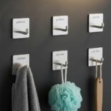 Plantex Wall Hanging Hook/Bath Towel Hook/Self Adhesive Square Robe Hooks for Kitchen/Bathroom/Stylish Home Decor Items – Pack of 6 (Chrome)
