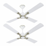 Havells 1200Mm Leganza Es 4B Ceiling Fan | Best Fan In 4 Blade, Premium Finish Deco. Fan, High Air Delivery | Energy Saving, 100% Pure Copper Motor, 2 Year Warranty | (Pack Of 2, Pearl White Silver)
