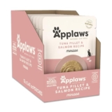 Applaws Natural Premium Wet Cat Food for Adult Cats, Tuna Fillet & Salmon Recipe Mousse Pack of 12 x 70g Pouches