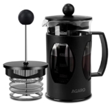 Agaro Elite French Press Coffee And Tea Maker, Borosilicate Glass Body With Sleeves, Glass Carafe, Bpa Free Plastic Lid Strainer, 600Ml
