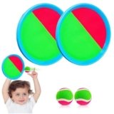Catch Ball Paddle Game Set – 2 Handheld Catch Discs with 2 Matching Soft Balls – Outdoor Toy for Kids Teens Adults – Beach Backyard Park Fun