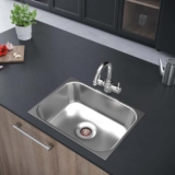 Johnson Nexa SS304 Single Bowl Kitchen Sink with Round Waste Coupling | Slim, Satin| 24″x 18″x 8″ | 10 Years Warranty| Durable Stainless Steel Sink for Modern Kitchens |