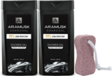 Aramusk Charcoal Shower Gel For Men, Face & Body Wash, With Pumice Stone(2 X 250 Ml)