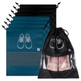 Urbane Home Pack of 8 Shoe Bags | Shoe Bags for Travel | Non-Woven Shoe Storage Bags | Storage Organizers Set | Shoe Cover with Transparent Window | Shoe Dori Cover | Navy Blue & Black