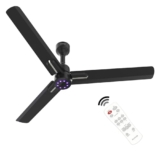 Polycab Wizzy Neo Led 1200Mm 5-Star Bldc, Remote Ceiling Fan For Living Room | 8 Purple Led Speed Indicator | 55% Energy Saving, High Air Delivery, 25 Speed Control | 4-Yr Warranty 【Black Chrome】