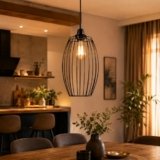 Tu Casa HG-25 Metal Wire pendent Light Iron Holder Type e-27 Size 12x8x32″-(Corded Electric,Bulb not Included)