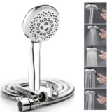 Specule High Grade 4-Inches ABS Multi Function 5-Mode Bathroom Hand Shower set with Mist,Massage & Rain functions with Stainless Steel 1.5 Meters tube & Wall Hook, Polished Finish (Chrome)