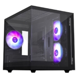 Zebronics Argo Cube Form Factor Gaming Cabinet With Micro Atx, Itx, 2X 120Mm Side + 120Mm Rear Fan (Argb Inner Glow), Tempered Glass Front & Side Panel, Type C(Black)