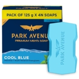 Park Avenue Premium Men’s Soaps for Bath – Cool Blue | 125g (Pack of 4) | Menthol & Mineral Energizer | Grade 1 Soap | For All Skin Types