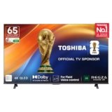 Toshiba 164 cm (65 Inches) 4K Ultra HD Smart QLED TV | Dolby Atmos, HDR10+ | 24W Powerful Speakers | AI Sports Mode and 4K Upscaling | REGZA Engine ZR | Voice Control | VIDAA OS | 65M450RP (Black)