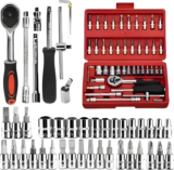 Joyful Junction 46PCS Sockets, Extension Bars, Mechanic Kits for Household Auto Repair Set Tool Box