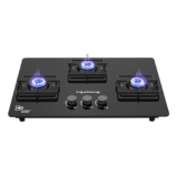 Lifelong 3 Gas Burner Top – 3 Burners Hob Top Gas Stove with Automatic Ignition – Toughened Glass top Gas Stoves for Home & Kitchen – Automatic Gas Stove for Modern/Modular Kitchen (LLHT923)Open,Black
