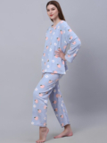 Lugo Women Printed Blue Night Suit Set