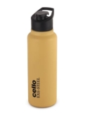 Cello Solido Exe Single Walled Stainless Steel Flask, 800Ml, Yellow | Leak Proof & Bpa Free | Wide Mouth For Easy Sips | Flip Top Lid | Refrigerator Safe | Best For School, Yoga, College & Office