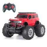 popsugar Off Roader Rechargeable Remote Control Car | RC Car Monster Truck | 4 Headlight Modes | Lithium Battery | C-Type Charging | Remote Control Car for Kids | Made in India, Red
