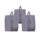 Ashtron Shoe Storage Organizer Bags Set, Water-Resistant Nylon Fabric With Sturdy Zipper For Traveling (6 Pack) (Grey- 3Piece)