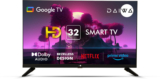 Daiwa 80 Cm (32 Inch) Hd Ready Led Smart Google Tv With Chromecast, Dolby Audio,Kids And Family Feature(32G1H)