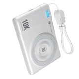 Portronics PowerShutter Air 10K 10000mAh 15W Wireless Magnetic Fast Charging Powerbank, In Built Type Cable,22.5W Type C PD Output,Light Weight,Compatible with iPhone 12 Above,Other Qi Enabled Devices