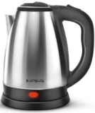 Longway Kestro 2 Liter Electric Kettle With Stainless Steel Body For Water Boiling, Tea/Coffee, Noodles And Soups (Black & Silver, 1500 Watt)