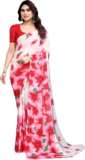 Sita Printed Bollywood Georgette Saree(Pink, White)