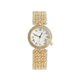 Haute Sauce Women’s The Bling Round Watch | California Gold Stainless Steel Strap | Ivory White Dial | One-Size | Foldover Closure | Quartz | Battery | Wrist Belt Watch for Female and Girls