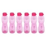 PEARLPET Trinity BPA-Free Plastic Water Bottle Set |Lightweight, Leak-Proof & Freezer Safe – Pack of 6 (1000ml Each), Pink