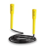 DE JURE FITNESS Adjustable Skipping Rope – Slim Handle, 275cm, Multiple Colors (Black-Yelloiw)