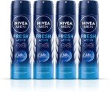 NIVEA Fresh Active Long Lasting Anti-Perspirant Deodorant Spray – For Men Pack of 4 Deodorant Spray  –  For Men(600 ml, Pack of 4)