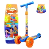 Kidsmate Chhota Bheem® Kick Scooter With Broad Pvc Wheels | Non-Slip Wide Deck With Push Brake Kids Scooter For Age 3+ Yrs | 4-Level Height Adjustable | Max User Weight 50Kg – Blue