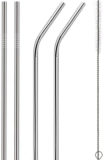 Alcraft Sells (Pack Of 5) Reusable Stainless Steel Straw With Cleaning Brush-Metal Straws Drinking Juice Glass Set Water/Juice Glass(150 Ml, Silver, Silver)