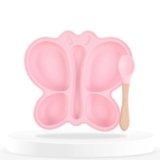 Bembika Baby Feeding Essential Baby Dinner Set Silicone Tableware Set for Baby Infant Training Eating Utensils Butterfly Design – (Pack of 2)(Baby Pink)