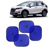 KINGSWAY Car Window Curtain Sticky Sun Shades Compatible with Honda WRV, (Year 2017-2019), Universal Fit Sunshades for Side Window, Rear Window, Blue Color, 4 Pieces