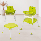 BUMTUM 4 in 1 Convertible Baby High Chair with 3 Point Safety Belts,Booster Chair(Green)