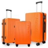 Mewtour 20″ 24″ 28″ Orange ABS Zippered Luggage Set, Lightweight with Telescopic Handle, 360° Spinner Wheels, TSA Lock Suitcase