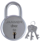 Jammer Round 50 Lock and Keys, 6 Steel Lever, Single Locking, Small Size Padlock for Home, Size 50mm, Home Improvement Protection Silver Fnish (3 Keys)