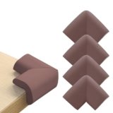 Baby Safety Corner Protector, Baby Proofing Edge & Corner Guards L-Shaped Foam Acrylic Protector for Furniture Table Glass Corner Guards for Sharp Edges-(4 Pcs)(Brown)