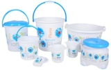 Nayasa Flora 8 Piece Bathroom Accessories Set, Complete Plastic Bathroom Utility Combo with Bucket, Mug and Daily Use Essentials for Home, Blue