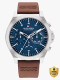 TOMMY HILFIGER Tommy Hilfiger Multifunction Blue Dial Brown LeatherStrap Automatic Analog Watch  – For Men