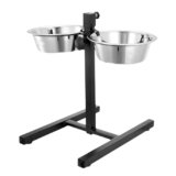 PETS EMPIRE Adjustable Pets Bowl Elevated Double Diner Dog Bowls (900 ml x 2) | H-Base Stand with Stainless Steel Removable Bowls | Pet Feeder Raised Dog Food Bowl – Dog Feeding Station