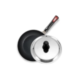 Kyyte Non-Stick Alpha + Induction Base Frying Pan 24 Cm Dia/1.7 Liters With Ss Lid And Bakelite Handle Gas Stove And Induction Compatible (Red).