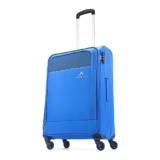 Aristocrat Oasis Plus Medium Size Soft Check In Spinner Luggage (69 Cm)|Spacious Polyester Trolley With 4 Wheels And Combination Lock|Dazzling Blue|Unisex| 5 Year Warranty