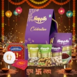 Happilo Premium Shubh Labh Gift Box with 7 Inclusions | GOLD PLATED CHARAN PADUKA | Shubh Labh Décor | Almonds | Cashews | Pistachios | Chatpata Cranberries | Greeting Card | Dry Fruits Gift