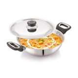 ANJALI FPKD26 Stainless Steel Pro Kadai with Stainless Steel Lid 3 LTR Induction and Gas Stove Base