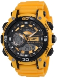 SF Quartz Analog Digital Black Dial Plastic Strap Watch for Men-NP77070PP05