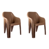 Cello Dynamo Plastic Chair (Set Of 2) (Brown) | Strong And Durable | Easy To Clean | Chair For Living Room, Bed Room, Kitchen, Office Room, Outdoor | 3 Years Warranty