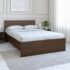 Nilkamal Bruce Wooden Queen Bed with Box Storage | Designer Headboard with Storage | Engineered Wood | 4 Big Compartments | Walnut & White