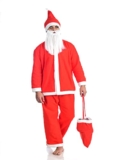 Bookmycostume Adults Santa Claus Suit with Premium Beard Complete Set Christmas Adults Fancy Dress Costume – Premium Adult XL – Fleece, Red