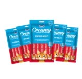 Drools Creamy Lickable Cat Treats (75g x 5 Pouches) Total 375g | Seafood Medley | Easy to Hand Feed | Enriched with Vitamins & Protein
