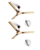 Longway Creta P2 1200 Mm/48 Inch Remote Controlled 3 Blade Anti-Dust Decorative Star Rated Ceiling Fan (Golden, Pack Of 2)