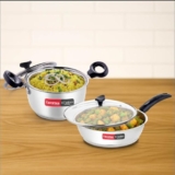 Crystal Tribottom 160Mm Casserole with Glass Lid + 225Mm Fry Pan with Glass Lid
